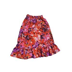 GYPSIE BLU Size Large Bright Red Purple Colorful Skirt with Ruffle Bottom